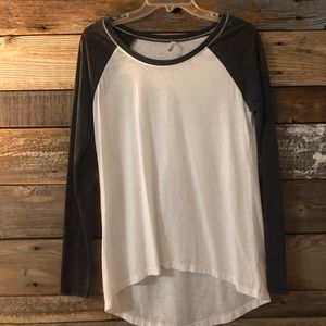 Long Sleeve Blue and White T shirt